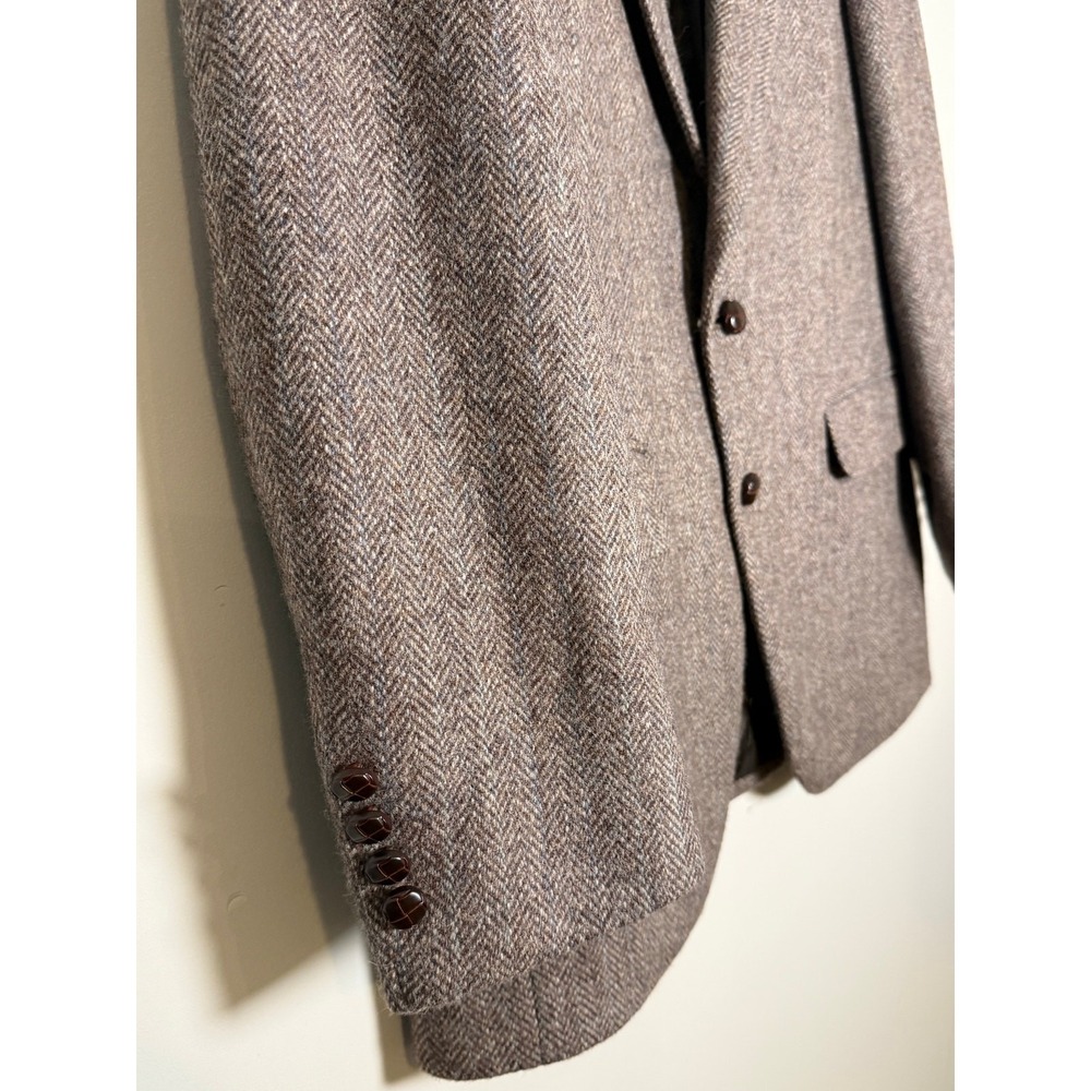 Joe Namath Sport Coat Brown Herringbone 100% Wool Blazer Mens 42R - Picture 2 of 9